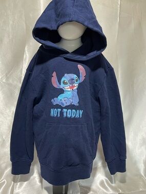 Disneys ‘Not Today' Stitch Graphic Hoodie / Navy Blue /for Kids/